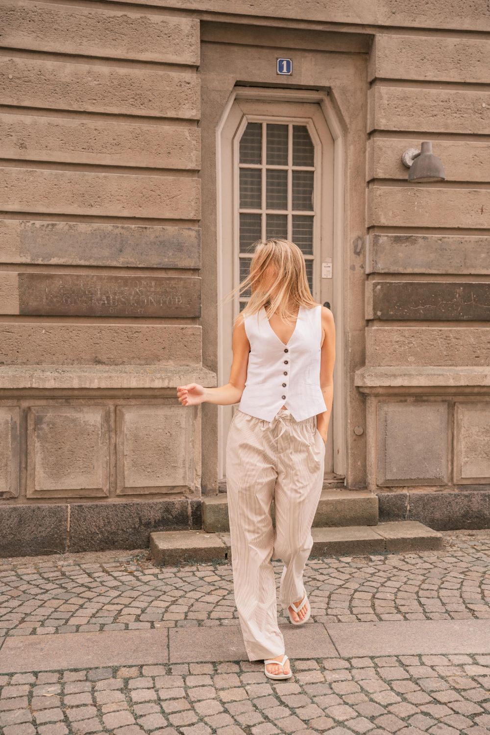 Pyjamas Pants Beige stribet | Skagen-clothing.dk